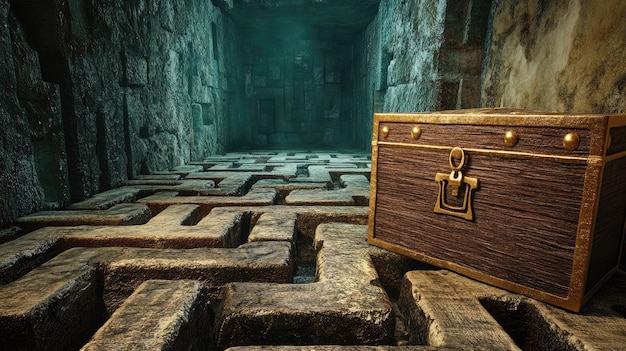 A visual representation of a maze, with one path leading to a treasure chest labeled 