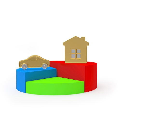 A pie chart illustrating a diversified investment portfolio with different asset classes such as stocks, bonds, real estate, and alternative investments, each represented by different colors.