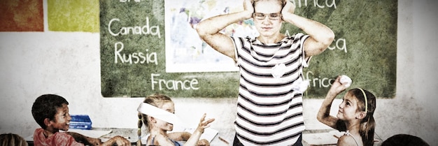 A struggling public school classroom, illustrating the potential negative impact of school choice on traditional public schools and the students who remain in them. The scene should convey a sense of limited resources and challenges.