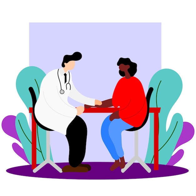 A doctor and a patient are engaged in a conversation, with the patient holding a clipboard. The scene is set in a healthcare environment and conveys the importance of medical decision-making and planning.